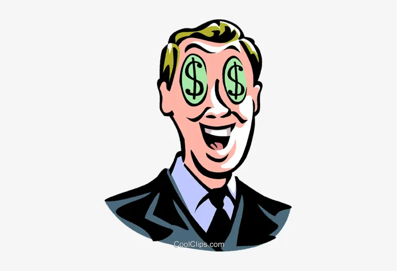 Man With Dollar Sign Eyes Royalty Free Vector Clip - Person With Dollar Signs In Their Eyes Transparent PNG - 387x480 - Free Download on NicePNG