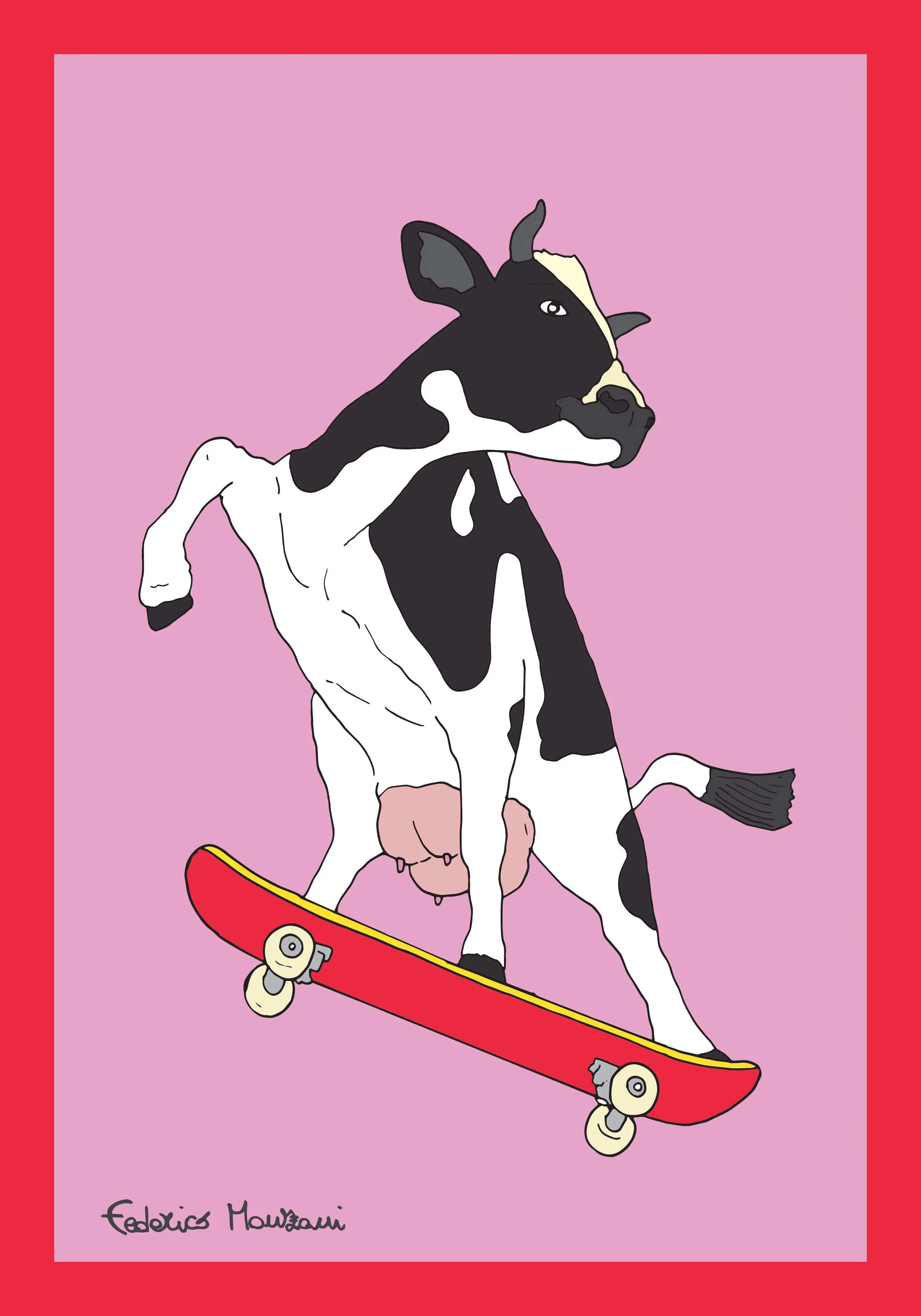 Cow Skater by Federico Monzani | Children illustration, Skateboard art, Visual art