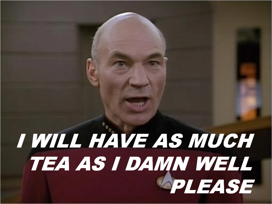 Image result for Captain Picard I will drink as much tea as I want meme