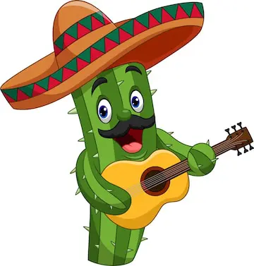 Premium Vector | Cartoon mexican cactus playing guitar