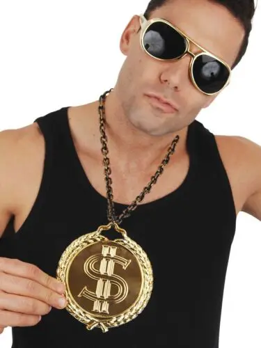 Dollar Sign Jumbo Necklace Gangster Pimp Hip Hop Medallion Gold Chain Costume | eBay