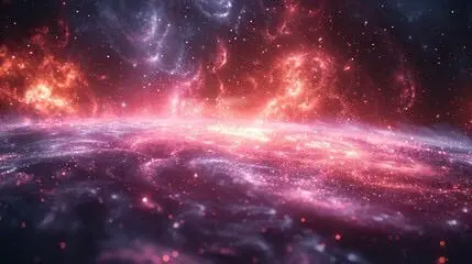 A red and purple galaxy Description automatically generated